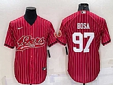 Men's San Francisco 49ers #97 Nick Bosa Red With Patch Cool Base Stitched Baseball Jersey,baseball caps,new era cap wholesale,wholesale hats