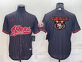 Men's San Francisco 49ers Black Pinstripe Team Big Logo With Patch Cool Base Stitched Baseball Jersey,baseball caps,new era cap wholesale,wholesale hats