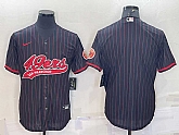 Men's San Francisco 49ers Blank Black Pinstripe With Patch Cool Base Stitched Baseball Jersey,baseball caps,new era cap wholesale,wholesale hats