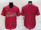 Men's San Francisco 49ers Blank Red Pinstripe With Patch Cool Base Stitched Baseball Jersey,baseball caps,new era cap wholesale,wholesale hats