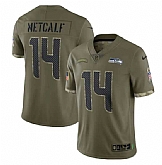 Men's Seattle Seahawks #14 DK Metcalf 2022 Olive Salute To Service Limited Stitched Jersey,baseball caps,new era cap wholesale,wholesale hats