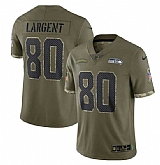 Men's Seattle Seahawks #80 Steve Largent 2022 Olive Salute To Service Limited Stitched Jersey,baseball caps,new era cap wholesale,wholesale hats