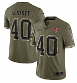 Men's Tampa Bay Buccaneers #40 Mike Alstott 2022 Olive Salute To Service Limited Stitched Jersey,baseball caps,new era cap wholesale,wholesale hats