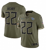 Men's Tennessee Titans #22 Derrick Henry 2022 Olive Salute To Service Limited Stitched Jersey,baseball caps,new era cap wholesale,wholesale hats