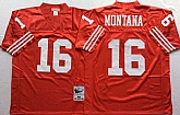 49ers 16 Joe Montana Red M&N Throwback Jersey,baseball caps,new era cap wholesale,wholesale hats