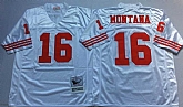 49ers 16 Joe Montana White M&N Throwback Jersey,baseball caps,new era cap wholesale,wholesale hats