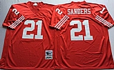 49ers 21 Deion Sanders Red M&N Throwback Jersey,baseball caps,new era cap wholesale,wholesale hats