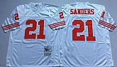 49ers 21 Deion Sanders White M&N Throwback Jersey,baseball caps,new era cap wholesale,wholesale hats