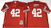 49ers 42 Ronnie Lott Red M&N Throwback Jersey,baseball caps,new era cap wholesale,wholesale hats
