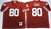 49ers 80 Jerry Rice Red M&N Throwback Jersey,baseball caps,new era cap wholesale,wholesale hats