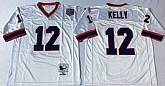 Bills 12 Jim Kelly White M&N Throwback Jersey,baseball caps,new era cap wholesale,wholesale hats
