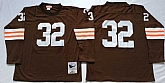 Browns 32 Jim Brown Brown Long Sleeve M&N Throwback Jersey,baseball caps,new era cap wholesale,wholesale hats