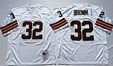 Browns 32 Jim Brown White M&N Throwback Jersey,baseball caps,new era cap wholesale,wholesale hats