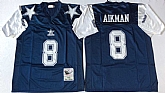 Cowboys 8 Troy Aikman Navy Thanksgiving M&N Throwback Jersey,baseball caps,new era cap wholesale,wholesale hats