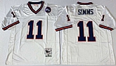 Giants 11 Phil Simms White M&N Throwback Jersey,baseball caps,new era cap wholesale,wholesale hats