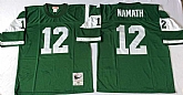 Jets 12 Joe Namath Green M&N Throwback Jersey,baseball caps,new era cap wholesale,wholesale hats