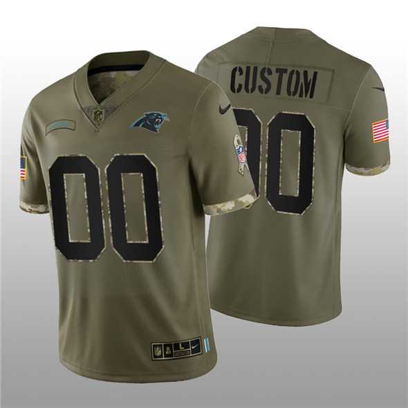 Men's Carolina Panthers ACTIVE PLAYER Custom 2022 Olive Salute To Service Limited Stitched Jersey