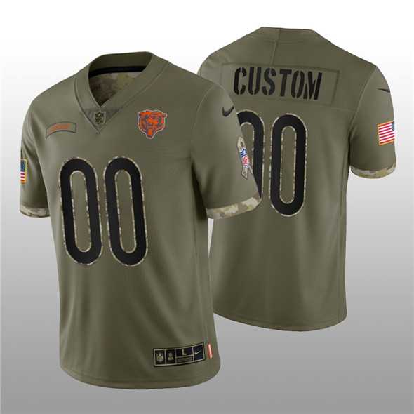 Men's Chicago Bears ACTIVE PLAYER Custom 2022 Olive Salute To Service Limited Stitched Jersey
