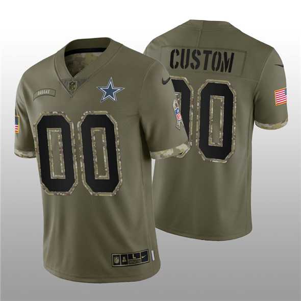 Men's Dallas Cowboys ACTIVE PLAYER Custom 2022 Olive Salute To Service Limited Stitched Jersey