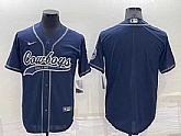 Men's Dallas Cowboys Customized Navy Cool Base Stitched Baseball Jersey