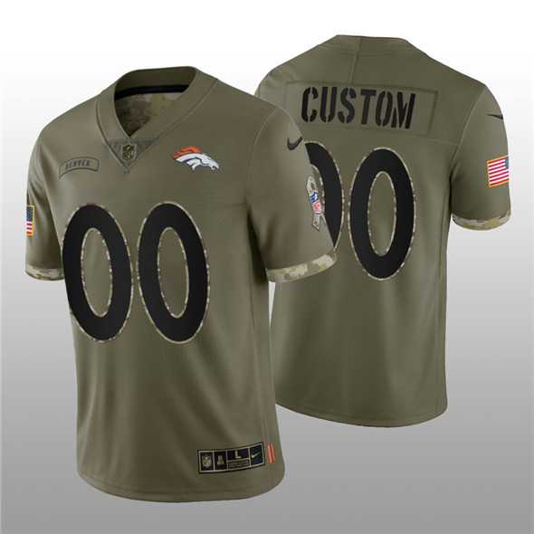 Men's Denver Broncos ACTIVE PLAYER Custom 2022 Olive Salute To Service Limited Stitched Jersey