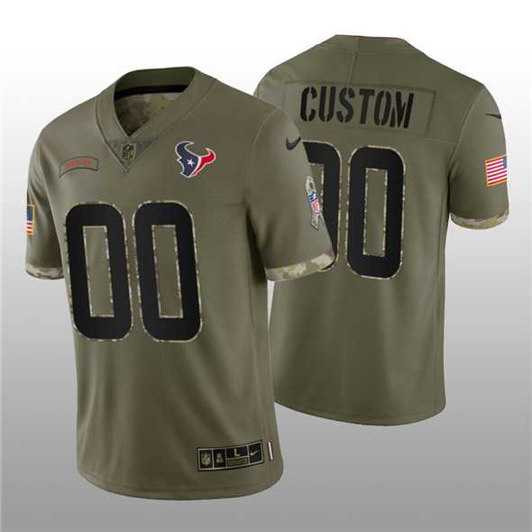 Men's Houston Texans ACTIVE PLAYER Custom 2022 Olive Salute To Service Limited Stitched Jersey