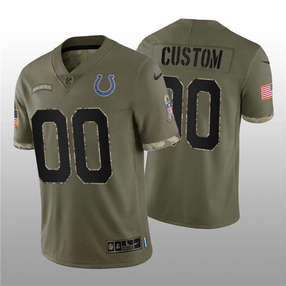 Men's Indianapolis Colts ACTIVE PLAYER Custom 2022 Olive Salute To Service Limited Stitched Jersey
