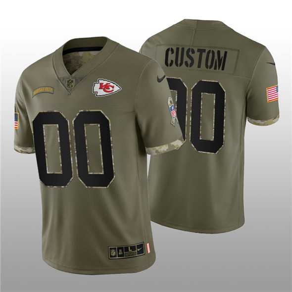Men's Kansas City Chiefs ACTIVE PLAYER Custom 2022 Olive Salute To Service Limited Stitched Jersey