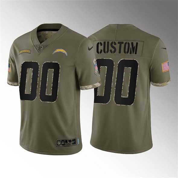 Men's Los Angeles Chargers ACTIVE PLAYER Custom 2022 Olive Salute To Service Limited Stitched Jersey