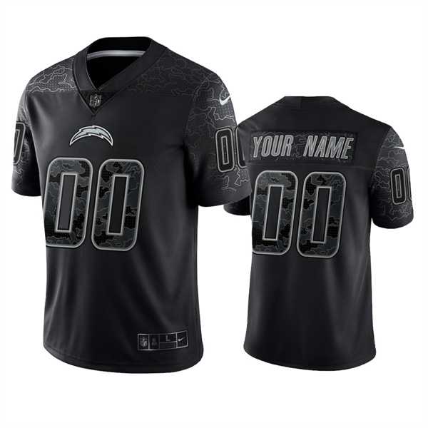 Men's Los Angeles Chargers Active Player Custom Black Reflective Limited Stitched Football Jersey