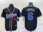 Men's Los Angeles Dodgers #6 Trea Turner Black Cool Base Stitched Baseball Jersey,baseball caps,new era cap wholesale,wholesale hats