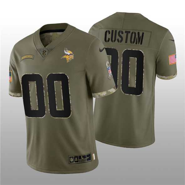 Men's Minnesota Vikings ACTIVE PLAYER Custom 2022 Olive Salute To Service Limited Stitched Jersey