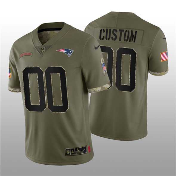 Men's New England Patriots ACTIVE PLAYER Custom 2022 Olive Salute To Service Limited Stitched Jersey
