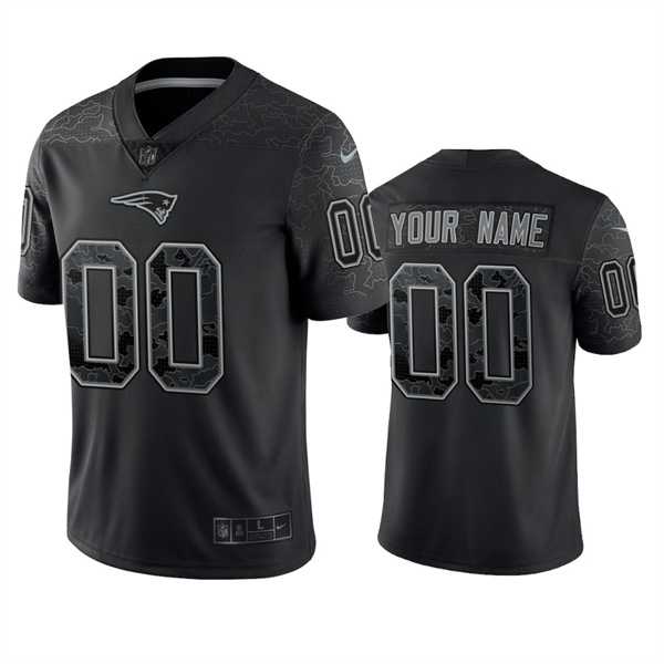 Men's New England Patriots Active Player Custom Black Reflective Limited Stitched Football Jersey
