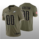 Men's Philadelphia Eagles ACTIVE PLAYER Custom 2022 Olive Salute To Service Limited Stitched Jersey