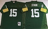 Packers 15 Bart Starr Green M&N Throwback Jersey,baseball caps,new era cap wholesale,wholesale hats