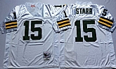 Packers 15 Bart Starr White M&N Throwback Jersey,baseball caps,new era cap wholesale,wholesale hats