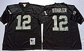 Raiders 12 Ken Stabler Black M&N Throwback Jersey,baseball caps,new era cap wholesale,wholesale hats