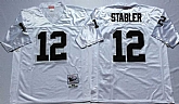 Raiders 12 Ken Stabler White M&N Throwback Jersey,baseball caps,new era cap wholesale,wholesale hats
