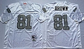 Raiders 81 Tim Brown White Silver M&N Throwback Jersey,baseball caps,new era cap wholesale,wholesale hats