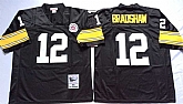 Steelers 12 Terry Bradshaw Black M&N Throwback Jersey,baseball caps,new era cap wholesale,wholesale hats