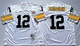Steelers 12 Terry Bradshaw White M&N Throwback Jersey,baseball caps,new era cap wholesale,wholesale hats