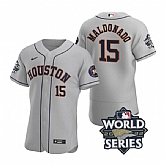 Astros 15 Martin Maldonado Gray Nike 2022 World Series Flexbase Jersey,baseball caps,new era cap wholesale,wholesale hats