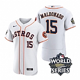 Astros 15 Martin Maldonado White Nike 2022 World Series Flexbase Jersey,baseball caps,new era cap wholesale,wholesale hats