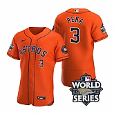 Astros 3 Jeremy Pena Orange Nike 2022 World Series Flexbase Jersey,baseball caps,new era cap wholesale,wholesale hats