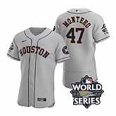 Astros 47 Rafael Montero Gray Nike 2022 World Series Flexbase Jersey,baseball caps,new era cap wholesale,wholesale hats