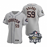 Astros 59 Framber Valdez Gray Nike 2022 World Series Flexbase Jersey,baseball caps,new era cap wholesale,wholesale hats