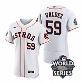 Astros 59 Framber Valdez White Nike 2022 World Series Flexbase Jersey,baseball caps,new era cap wholesale,wholesale hats