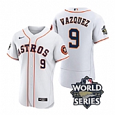 Astros 9 Christian Vazquez White Nike 2022 World Series Flexbase Jersey,baseball caps,new era cap wholesale,wholesale hats