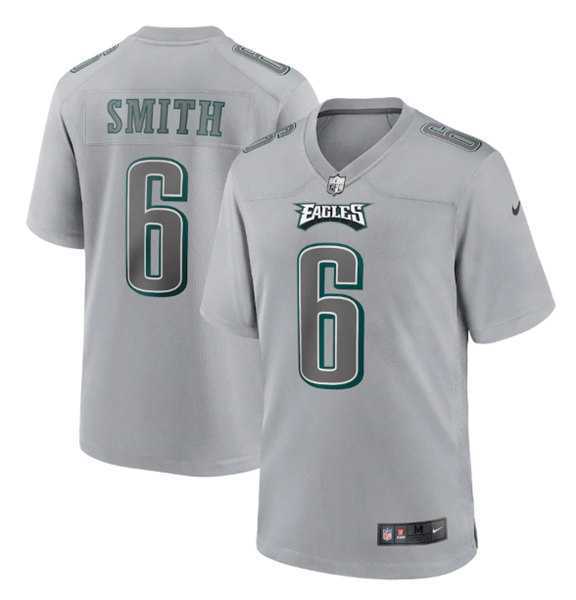 Men's Philadelphia Eagles #6 DeVonta Smith Gray Atmosphere Fashion Stitched Game Jersey Dzhi